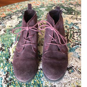 Dark Purple Suede Clarks Booties size 8.5